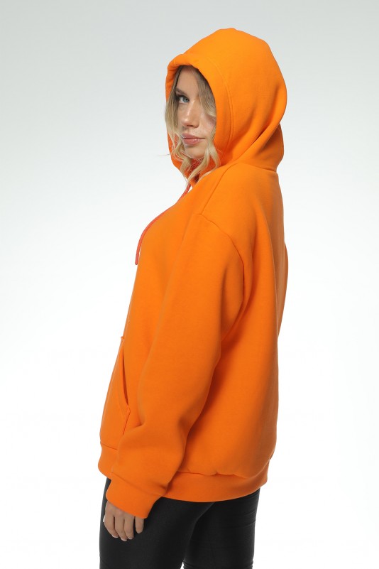 ORANGE KADIN ÜÇ İPLİK KAPÜŞONLU SWEAT