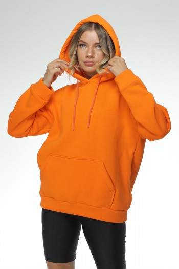 ORANGE KADIN ÜÇ İPLİK KAPÜŞONLU SWEAT